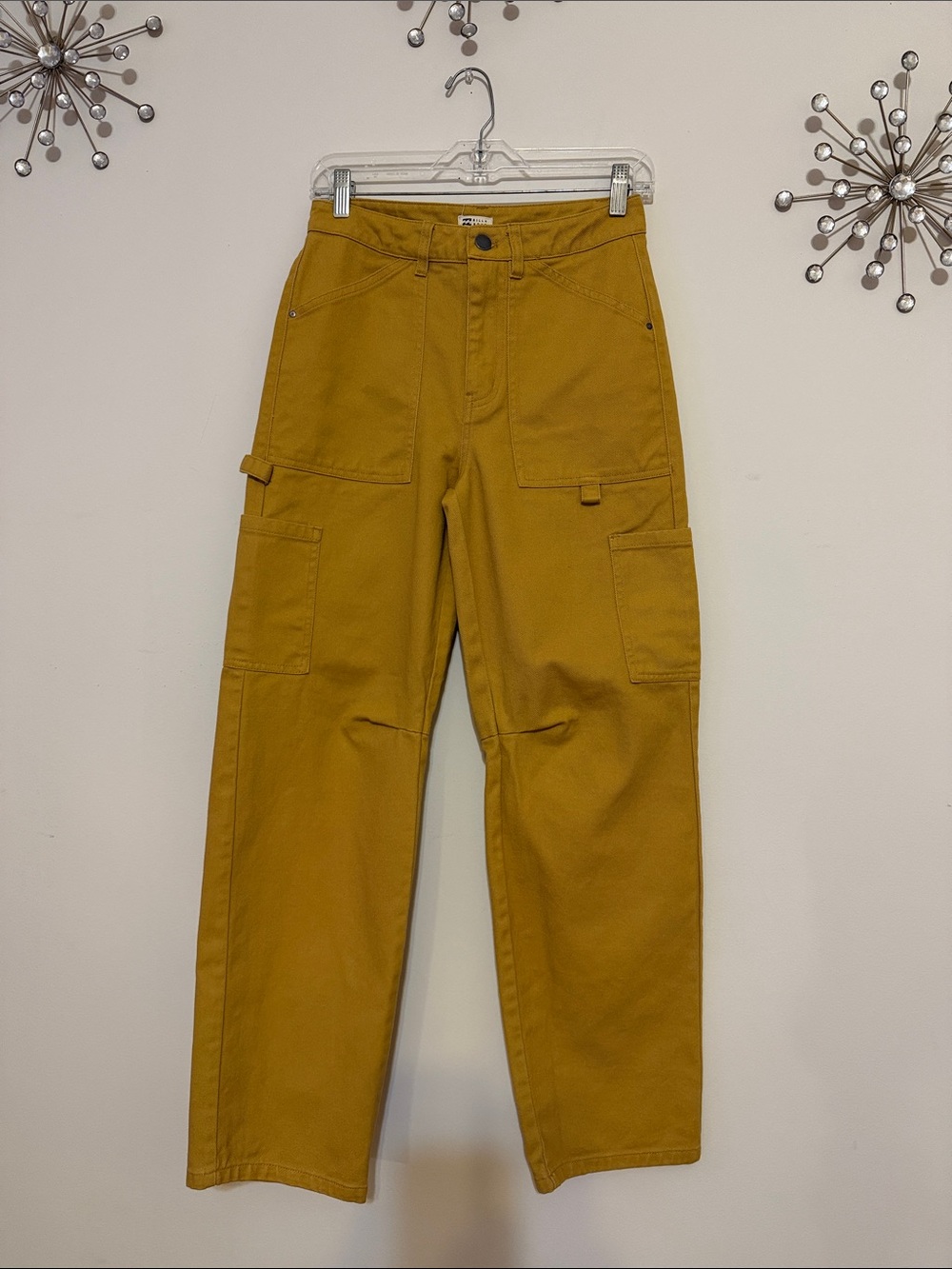 Women’s Mustard Utility Work Pants - Casual Cargo Style